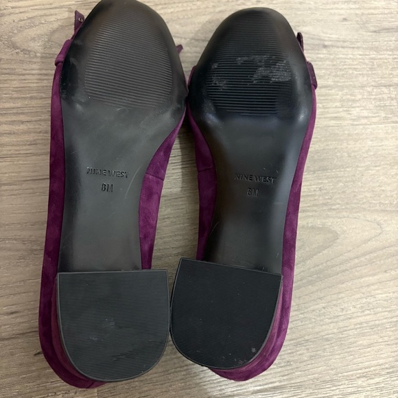 Nine West Wine Purple Suede Block Heel Loafer Sz 8 Fringe Studded NEW Classic - Picture 8 of 9